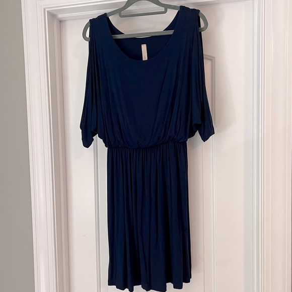 Navy Blue Jersey Mini Dress with open sleeves, M, Anthropologie - Picture 6 of 7